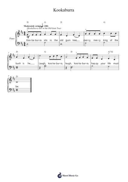 Kookaburra Sheet Music by Marion Sinclair-Arr.Yuleboyle Kingshous