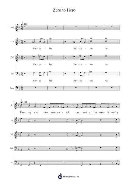 Zero to Hero Sheet Music by Alan Menken-Arr.Deyale