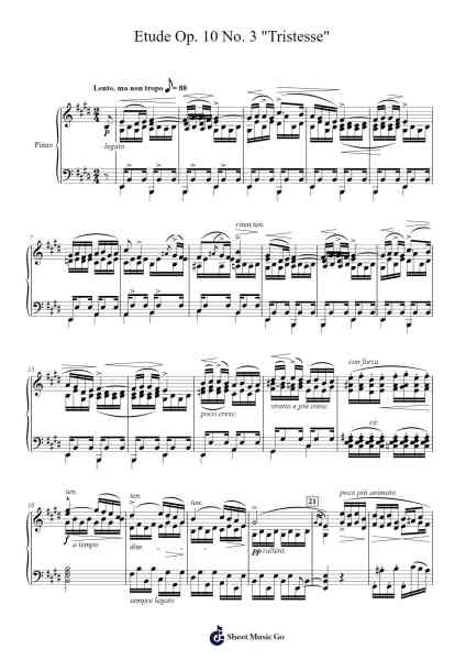 Etude Op. 10 No. 3 in E Major "Tristesse" Sheet Music by Frédéric Chopin-Arr.Keatsyoung
