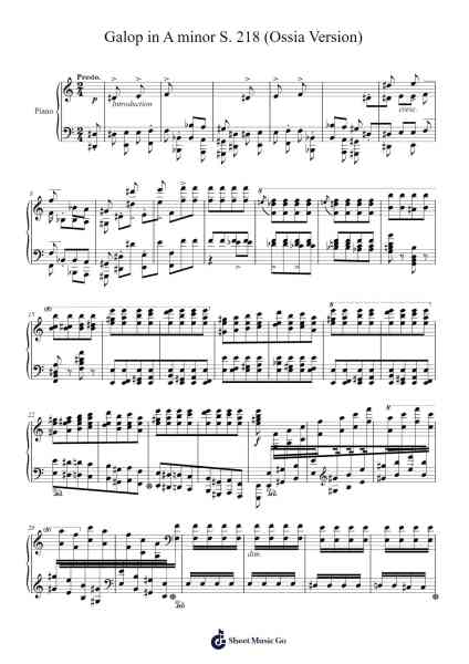 Galop in A Minor, S. 218 (Ossia Version) Sheet Music by Franz Liszt-Arr.Glennthus