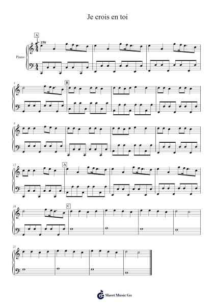 Je crois en toi Sheet Music by Hamjosh Claudelix-Arr.Rodch Xeel
