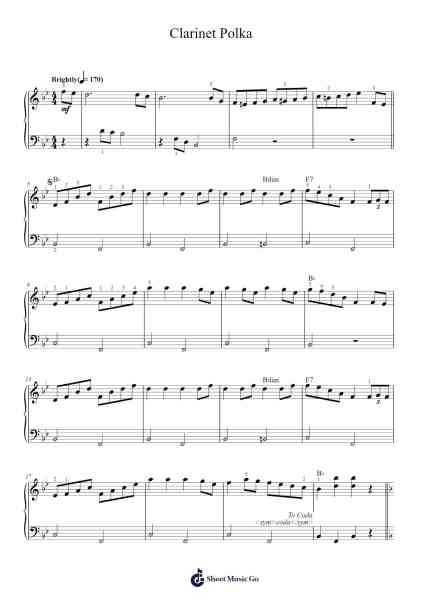 Clarinet Polka Sheet Music by Traditional-Arr.Pomeo Walshbee