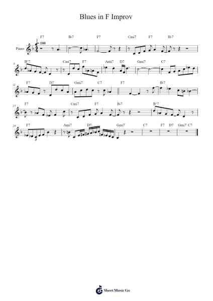 Blues in F Improv Sheet Music by Bosgins Kepbill-Arr.Fmar Geearl