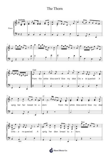 The Thorn Sheet Music by William Shield-Arr.Carjudd Woolfdon