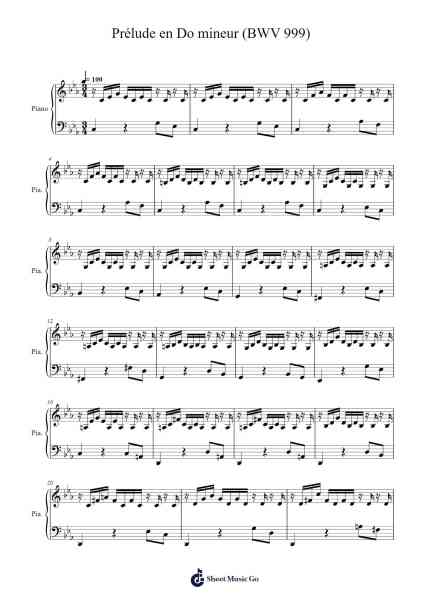 Prélude en Do mineur, BWV 999 Sheet Music by Johann Sebastian Bach-Arr.Faulkvan