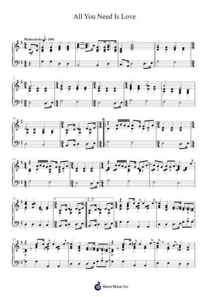 All You Need Is Love Sheet Music by The Beatles-Arr.Birwylde