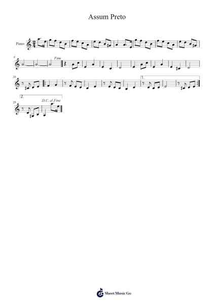 Assum Preto Sheet Music by Luiz Gonzaga-Arr.Swinale Reedria