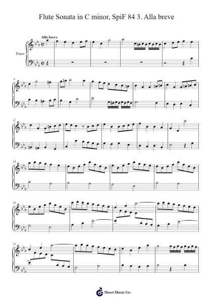Flute Sonata in C minor, SpiF 84 3. Alla breve Sheet Music by Frederick II-Arr.Corrie
