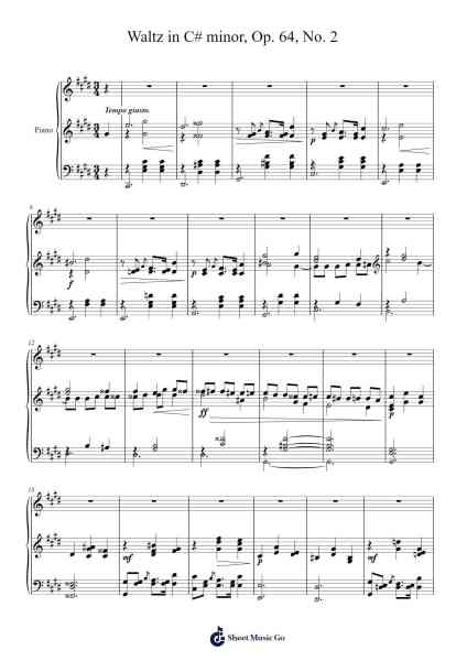 Chopin's Waltz in C# minor (Op.64, No. 2) Sheet Music by Frédéric Chopin-Arr.Leijoan