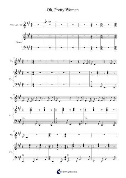 Oh, Pretty Woman Sheet Music by Roy Orbison-Arr.Loliz O'Conbach
