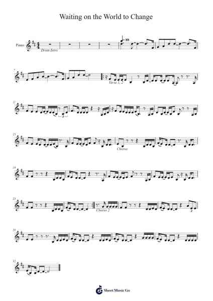 Waiting on the World to Change Sheet Music by John Mayer-Arr.Holtling
