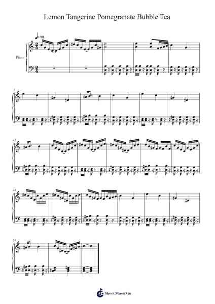 Lemon Tangerine Pomegranate Bubble Tea Sheet Music by Raymond Feng-Arr.Annyan Elhal