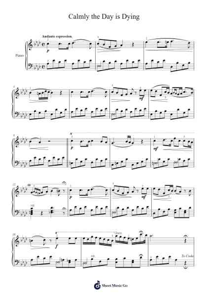 Calmly the day is dying Sheet Music by Vincenzo Bellini-Arr.Darcarr