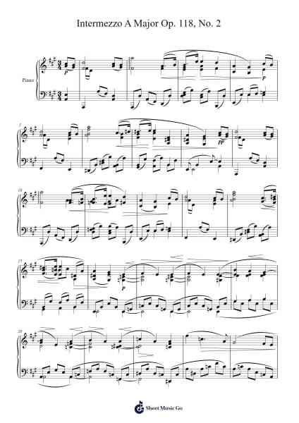 Intermezzo A Major Op. 118, No. 2 Sheet Music by Johannes Brahms-Arr.Yersing