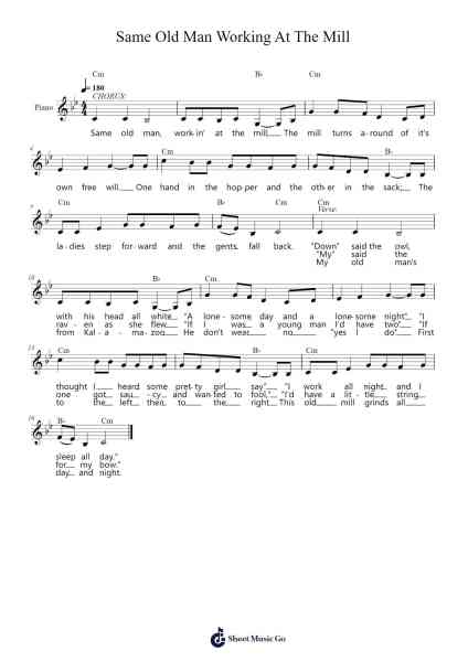 Same Old Man Working At The Mill Sheet Music by Traditional-Arr.Wattsh