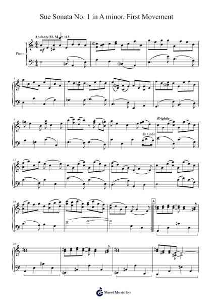 Sue Sonata No. 1 in A minor, First Movement Sheet Music by S. M. Kudlo-Arr.Harruth