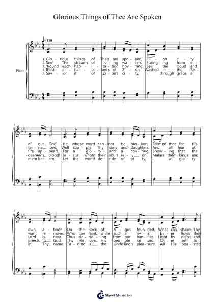 Glorious Things of Thee Are Spoken Sheet Music by Franz Josef Haydn-Arr.Theopys