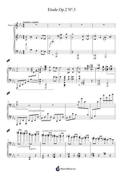 Etude Op. 2 No. 3 in C Minor Sheet Music by Sergei Prokofiev-Arr.Inbuck