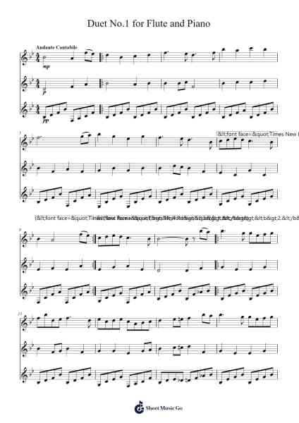 Duet No.1 for Flute and Piano Sheet Music by -Arr.Davexy Tykins
