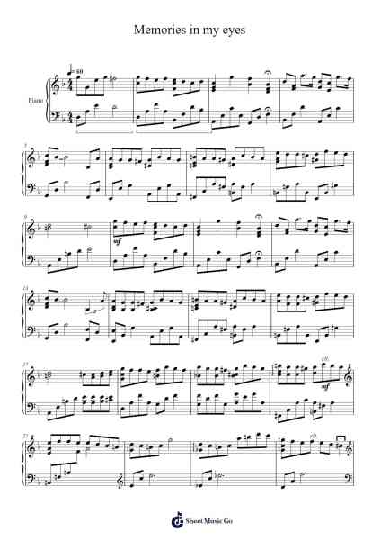 Memories in my eyes Sheet Music by Yiruma-Arr.Joeswift Mcyves