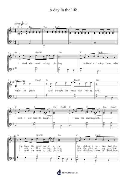 A day in the life Sheet Music by The Beatles-Arr.Stasharp Dobton