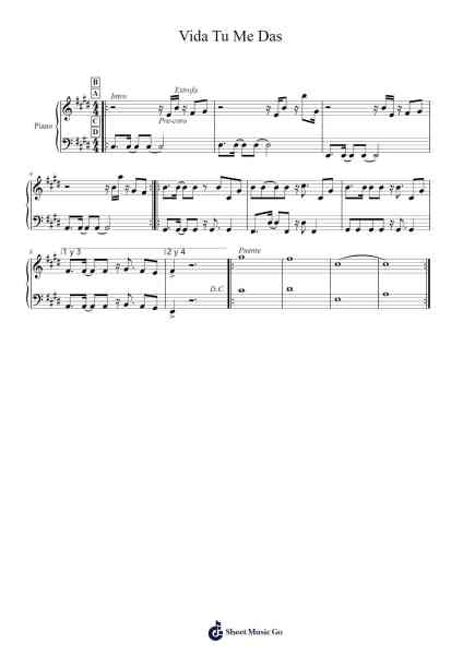 Vida Tu Me Das Sheet Music by Ianvia Cumqe-Arr.Shedave Dwightrene