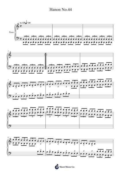Hanon No.44 Sheet Music by C. L. Hanon-Arr.Crybe Hickssia