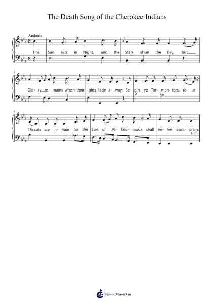 The Death Song of the Cherokee Indians Sheet Music by Anonymous-Arr.Stanthy