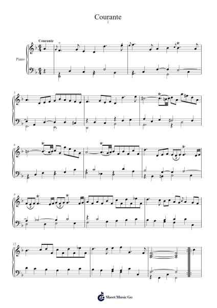 Partita IV in D Minor: Courante Sheet Music by Christoph Graupner-Arr.Rayward
