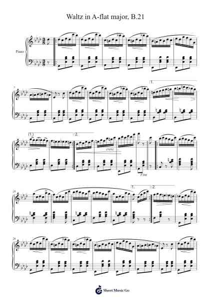 Waltz in A-flat Major, B.21 Sheet Music by Frédéric Chopin-Arr.Walshfox