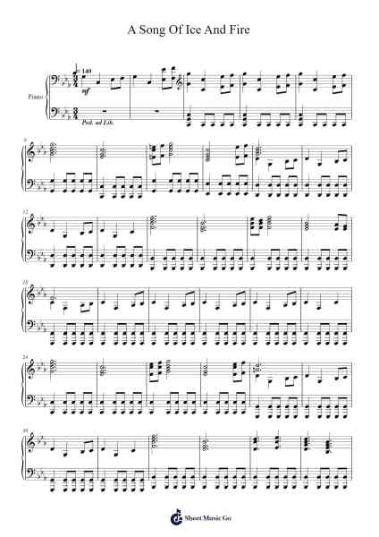 A Song Of Ice And Fire Sheet Music by Ramin Djawadi-Arr.Blycarr