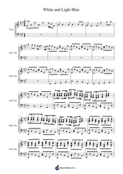 White and Light Blue Sheet Music by Jack 221-Arr.Ninah