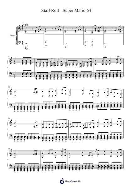 Staff Roll - Super Mario 64 Sheet Music by Koji Kondo-Arr.Royps