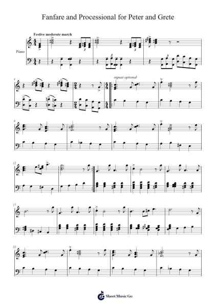 Fanfare and Processional for Peter and Grete Sheet Music by Sainschael-Arr.Hula