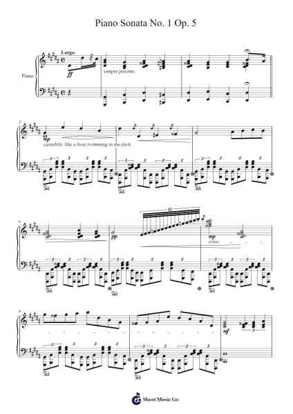 Piano Sonata No. 1 in F Minor, Op. 5: III. Largo Sheet Music by thanatouch-Arr.Sanjay Lanh