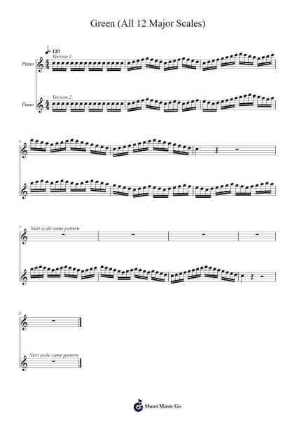 Green (All 12 Major Scales) Sheet Music by -Arr.Cocon