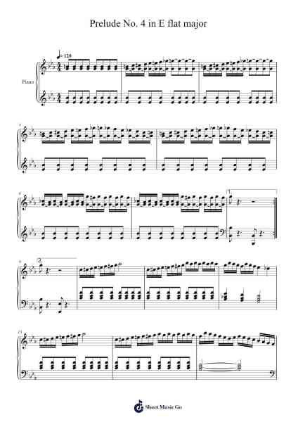 Prelude No. 4 in E flat major Sheet Music by Benjamin McLean-Arr.Graycie Scob