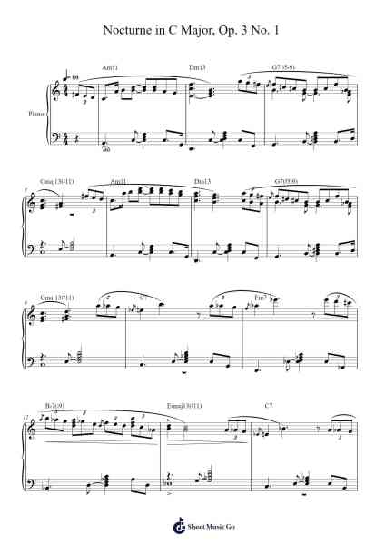 Nocturne in C Major, Op. 3 No. 1 Sheet Music by Damian Varnum-Arr.Shamens Xedric