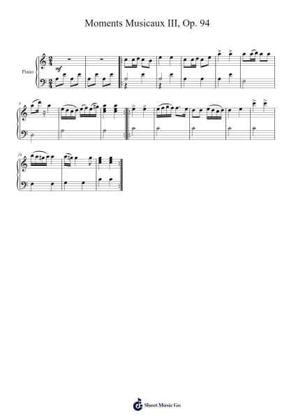 Moments Musicaux No. 3 in F Minor, D. 780, Op. 94 Sheet Music by Franz Schubert-Arr.Primeg