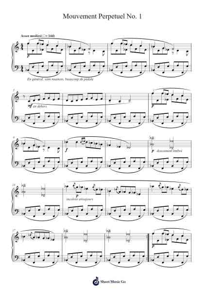 Mouvement Perpetuel No. 1 Sheet Music by Francis Poulenc-Arr.Wyli