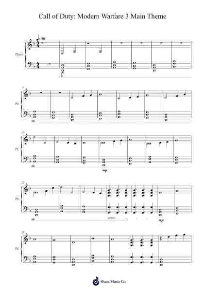 Call of Duty: Modern Warfare 3 Main Theme Sheet Music by Brian Tyler-Arr.Campgins