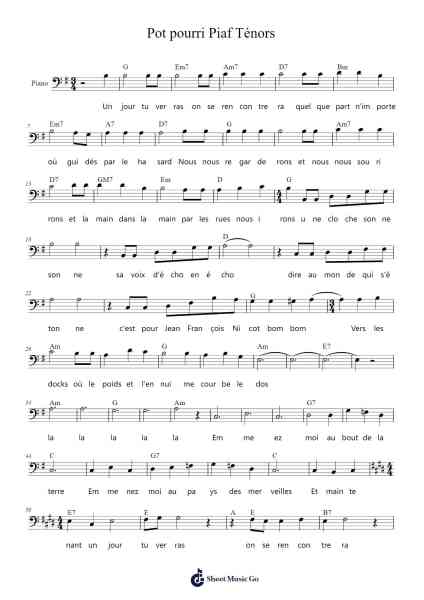 Pot pourri Piaf Ténors Sheet Music by -Arr.Pulsing