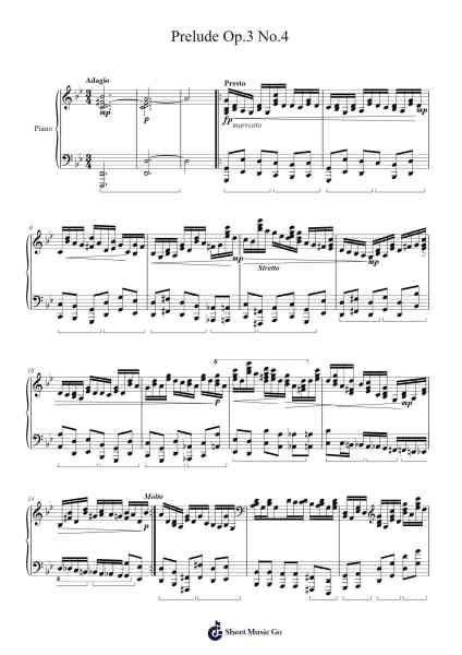 Prelude Op.3 No.2 in C-sharp Minor Sheet Music by Trayy Turner-Arr.Saske
