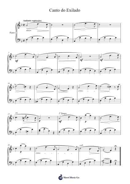 Canto do Exilado Sheet Music by anakarinajp-Arr.Polriah