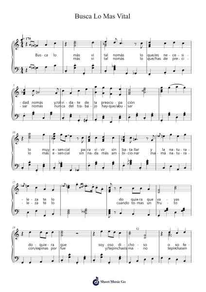 Busca Lo Mas Vital Sheet Music by DISNEY-Arr.Gracejosh