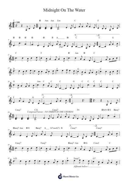 Midnight On The Water Sheet Music by Misc tunes-Arr.Juneven