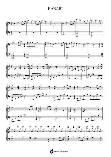 HANABI Sheet Music by Ikimono-Gakari-Arr.Brandwight Gillget