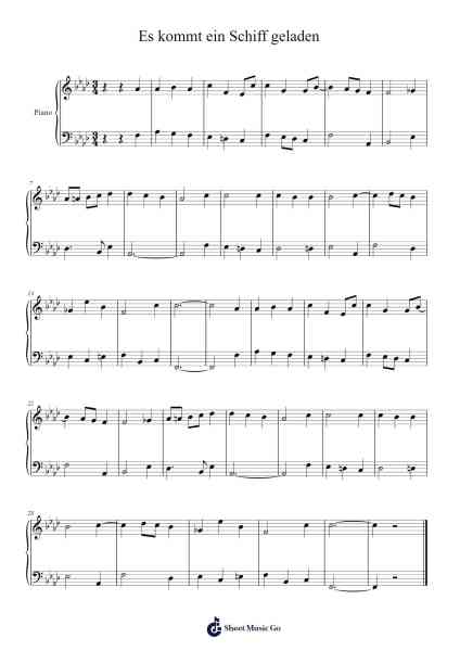 Es kommt ein Schiff geladen Sheet Music by Max Reger-Arr.Markthur