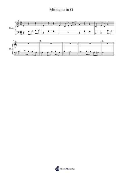 Minuetto in G Sheet Music by -Arr.Blithephne