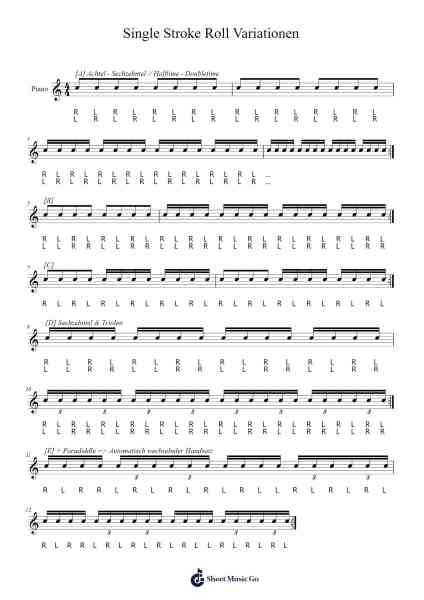 Single Stroke Roll Variationen Sheet Music by undefined-Arr.Clytate